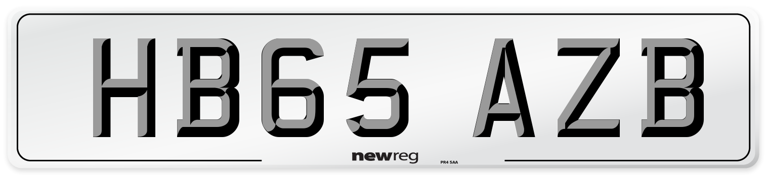 HB65 AZB Number Plate from New Reg
